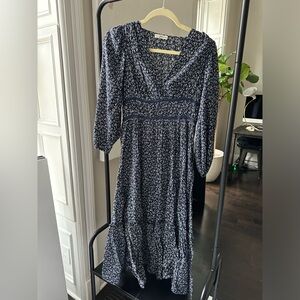 Ulla Johnson blue floral dress.